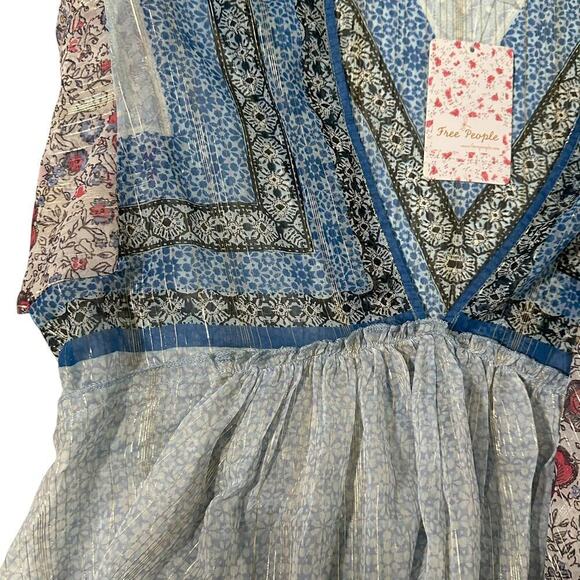 Free People Bohemian Aliyah Printed Long Sleeve Sheer Tunic Top (S) - Picture 15 of 16
